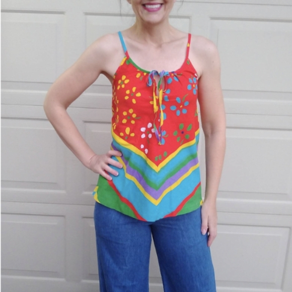 early 80's BRIGHT TANK TOP vintage XS - Picture 2 of 7